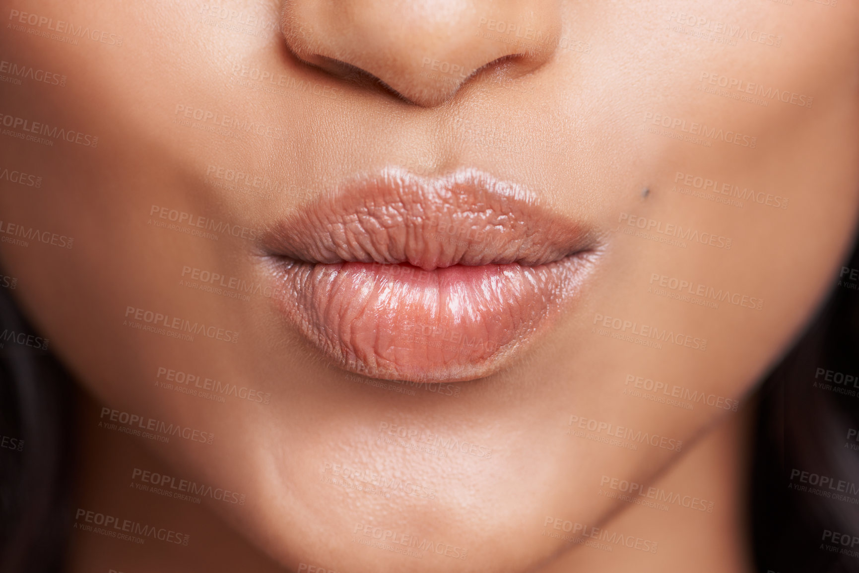 Buy stock photo Cropped shot of a woman's beautiful lips