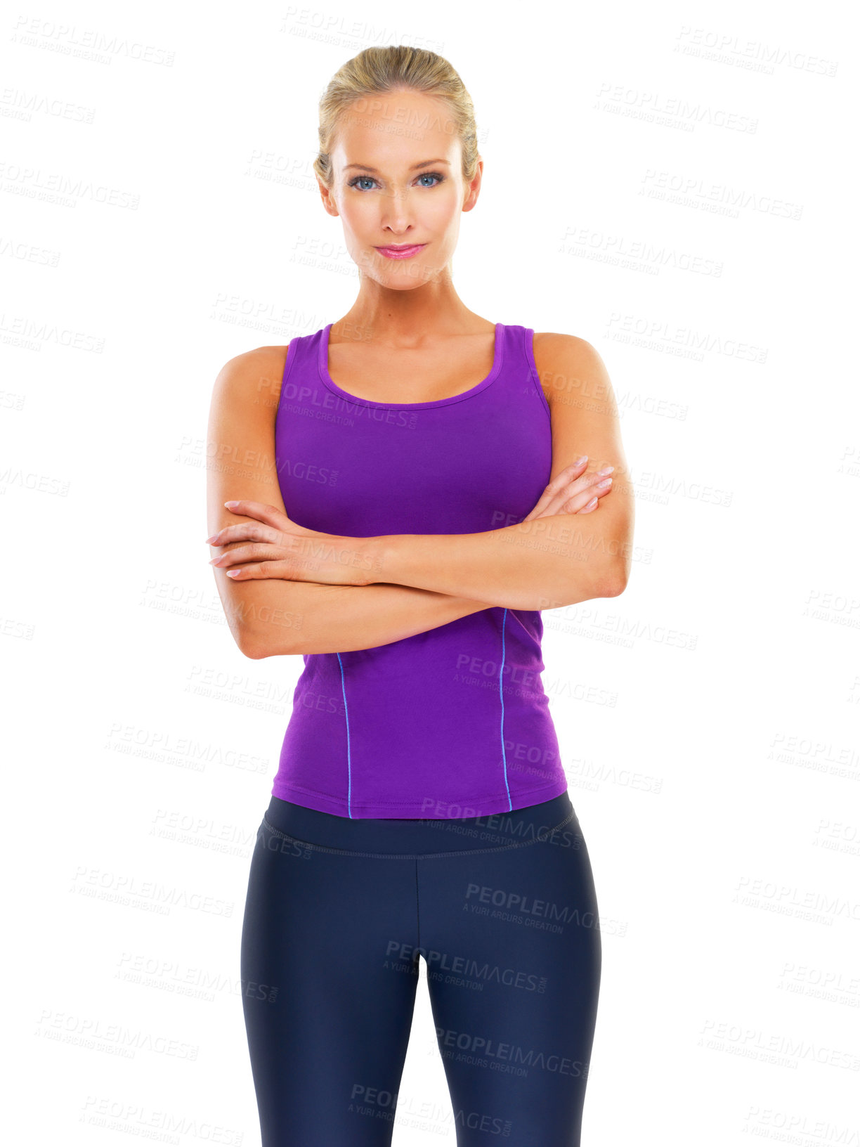 Buy stock photo Woman, fitness and portrait for exercise and cardio for health, wellness and active in studio. Model or young person with smile and confident for gym, strength and slender for workout and strong
