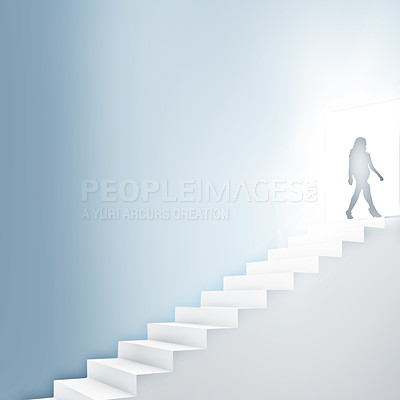 Buy stock photo Vector image of a woman climbing stairs