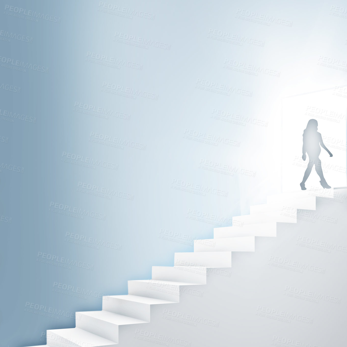 Buy stock photo Vector image of a woman climbing stairs