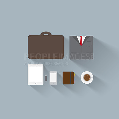 Buy stock photo Icon, business and briefcase for corporate workflow on grey background, flat design, creative and technology for office use. Connectivity, abstract and illustration for modern object marketing.