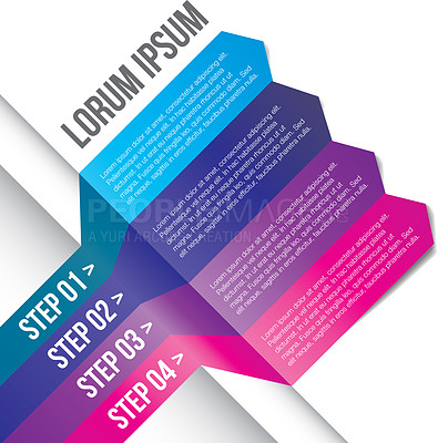 Buy stock photo Infographic steps, report and design for presentation with data analytics, seo information or instruction. Illustration, chart template or diagram for workflow isolated on png transparent background 