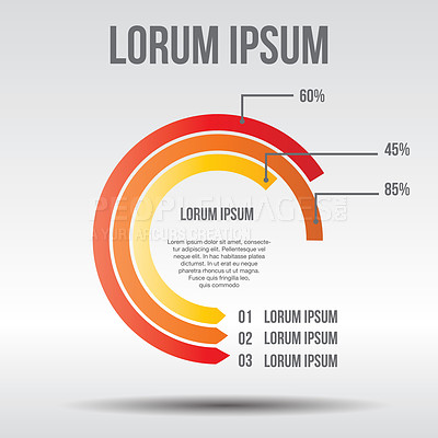 Buy stock photo Infographic chart, report and design for presentation with data analytics, seo information or statistics. Illustration, kpi growth or template with labels isolated on a png transparent background 