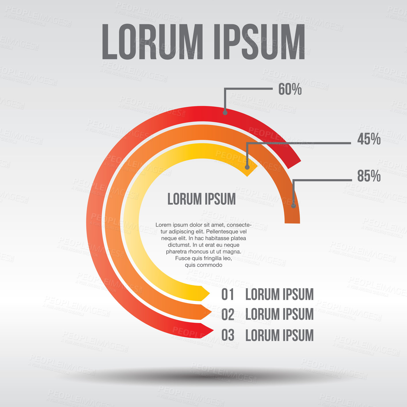 Buy stock photo Infographic chart, report and design for presentation with data analytics, seo information or statistics. Illustration, kpi growth or template with labels isolated on a png transparent background 