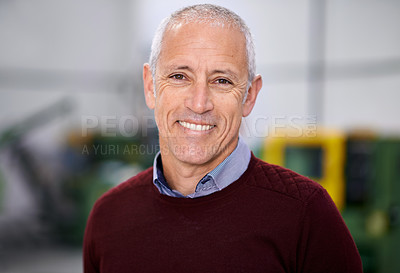 Buy stock photo Cropped portrait of a mature factory manager