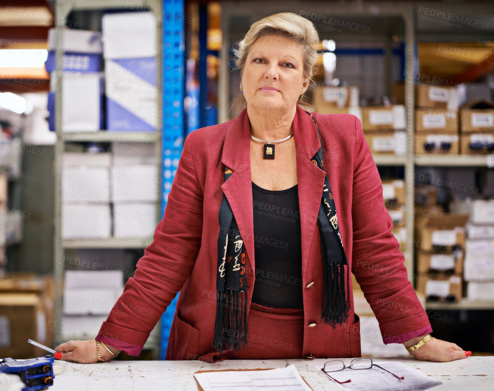 Buy stock photo Shot of a woman in distribution warehouse