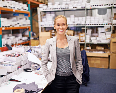 Buy stock photo Shot of a woman in a distribution warehouse
