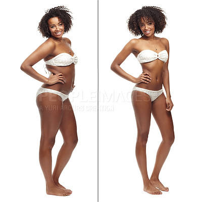 Buy stock photo Full-length studio shot of an attractive ethnic woman posing in underwear