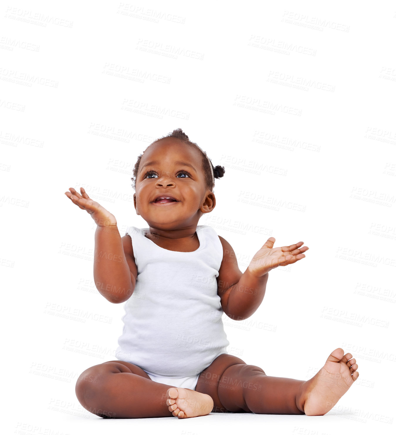 Buy stock photo Studio shot of an adorable baby girl isolated on white