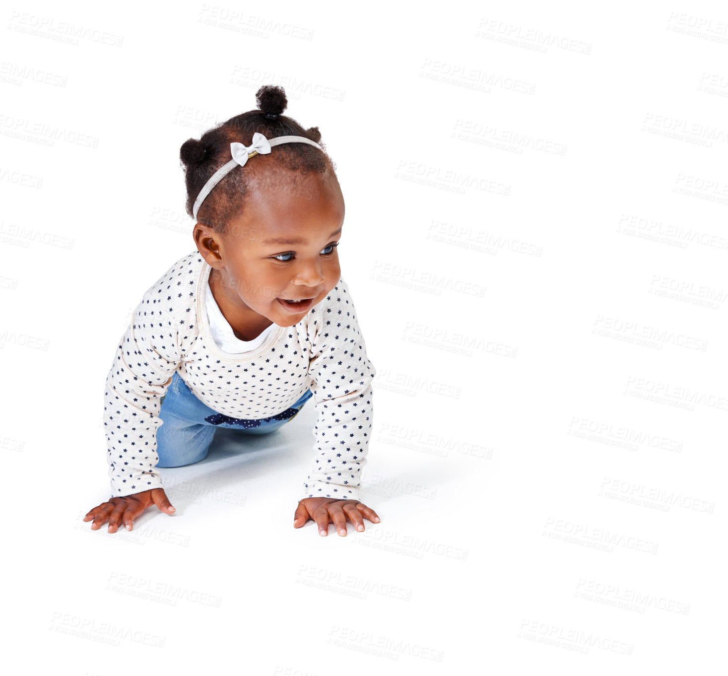Buy stock photo Studio shot of an adorable baby girl isolated on white