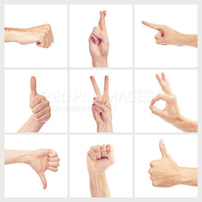 Buy stock photo Composite shot of hands in the studio