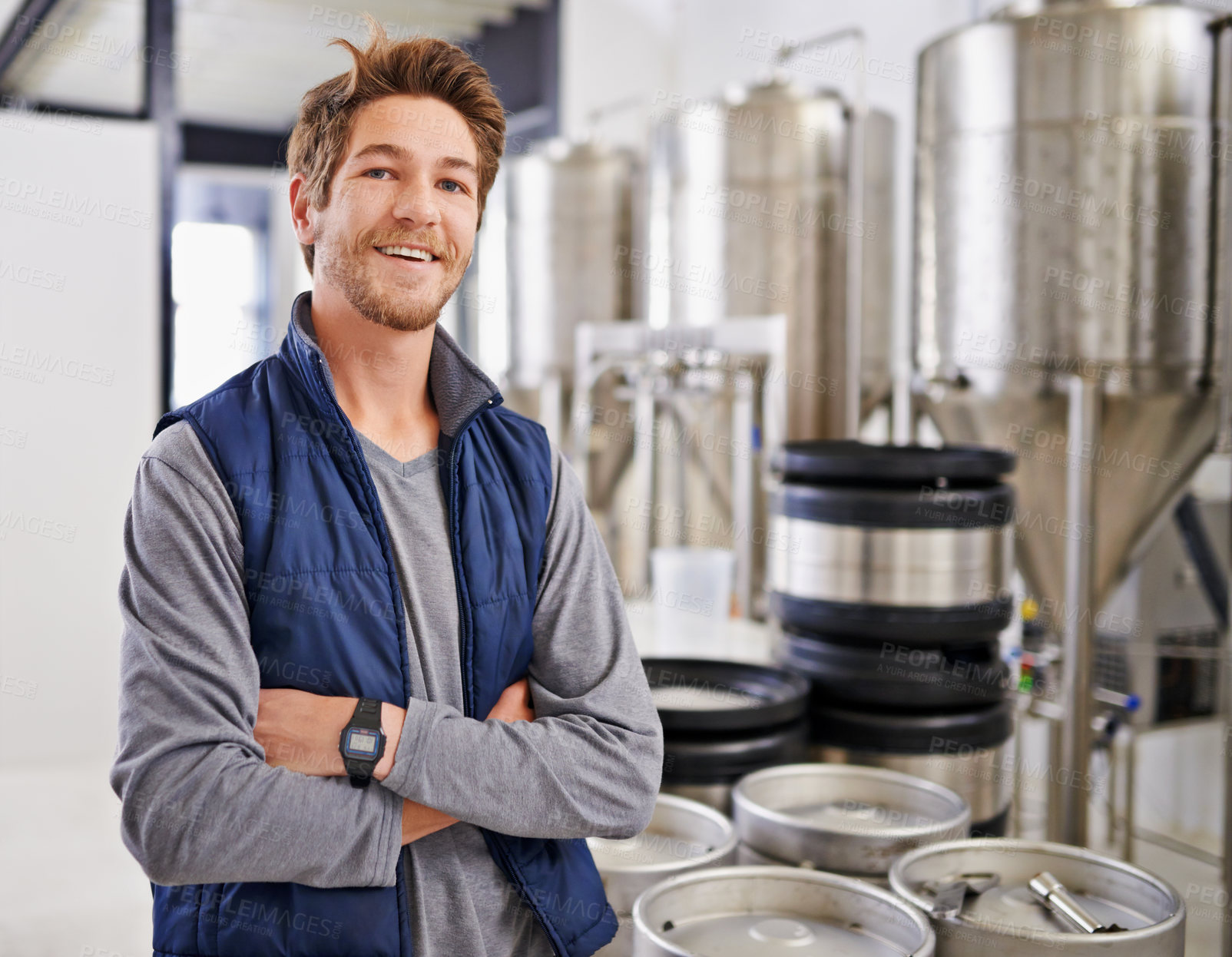 Buy stock photo Portrait of a man working in a microbrewery