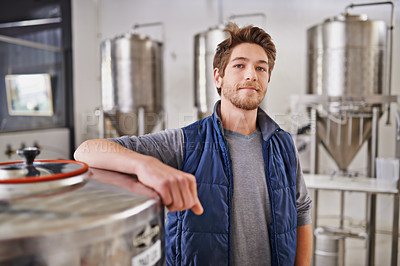 Buy stock photo Portrait of a man working in a microbrewery