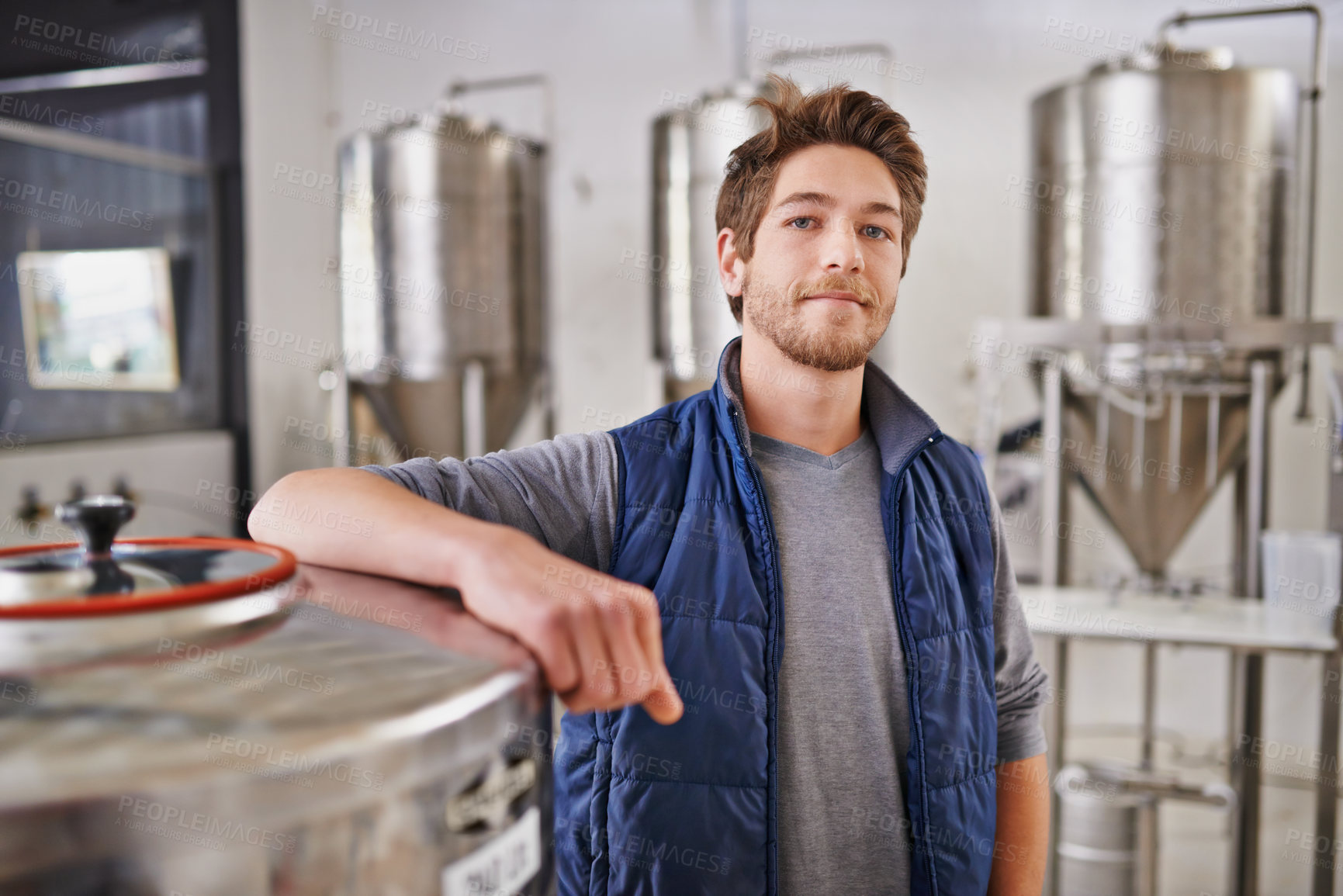 Buy stock photo Portrait of a man working in a microbrewery