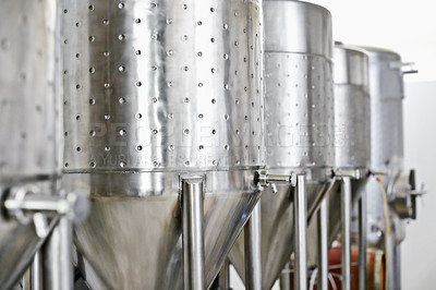 Buy stock photo Shot of the workings of a microbrewery