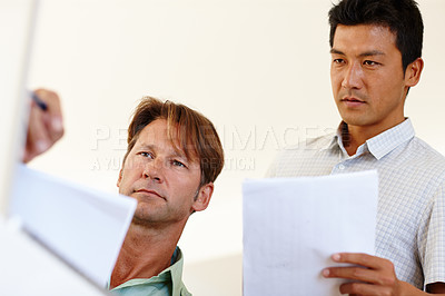 Buy stock photo Documents, laptop or business people in meeting for report, agenda discussion or portfolio in project. Diversity, teamwork or workers planning in office talking, conversation or speaking of paperwork