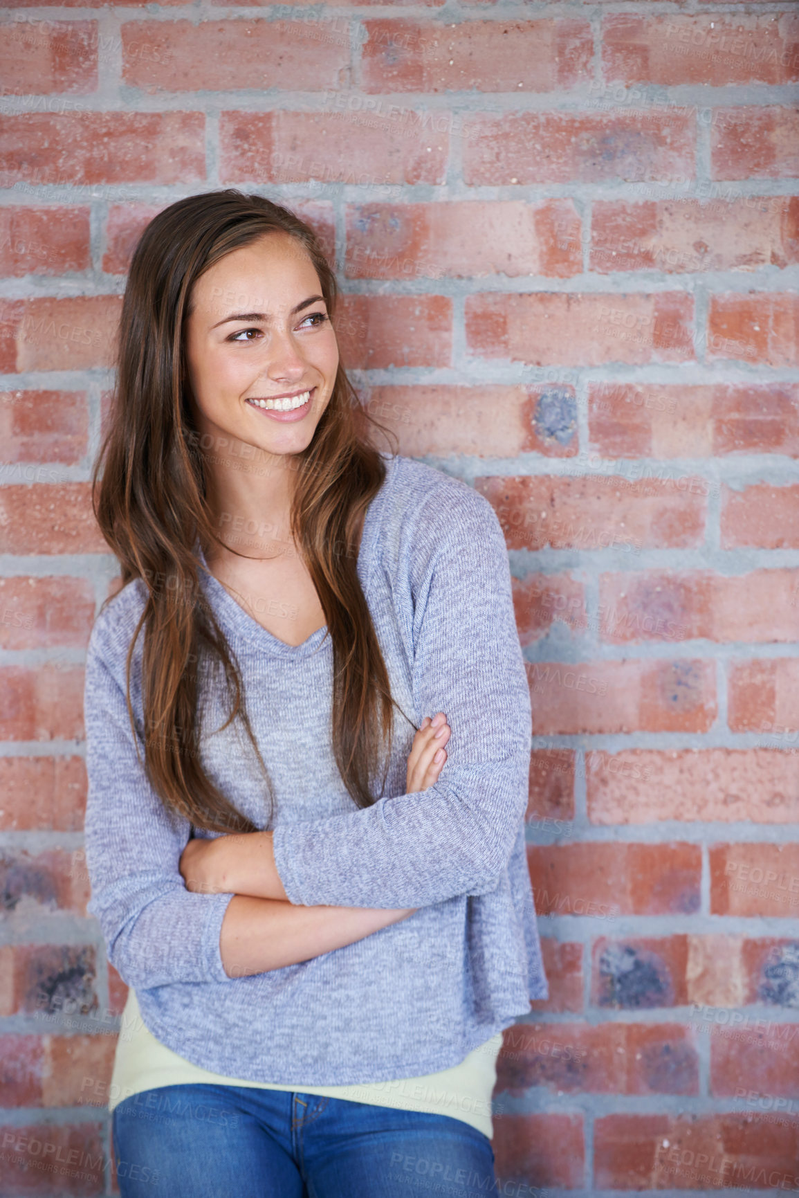 Buy stock photo Cropped shot of a gorgeous young girl indoors