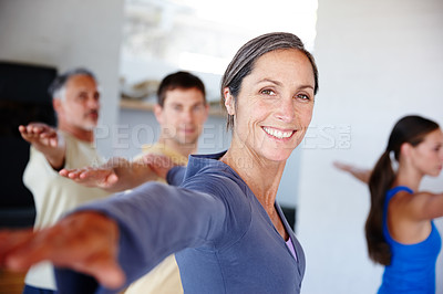 Buy stock photo A group of people taking a class together at gym 