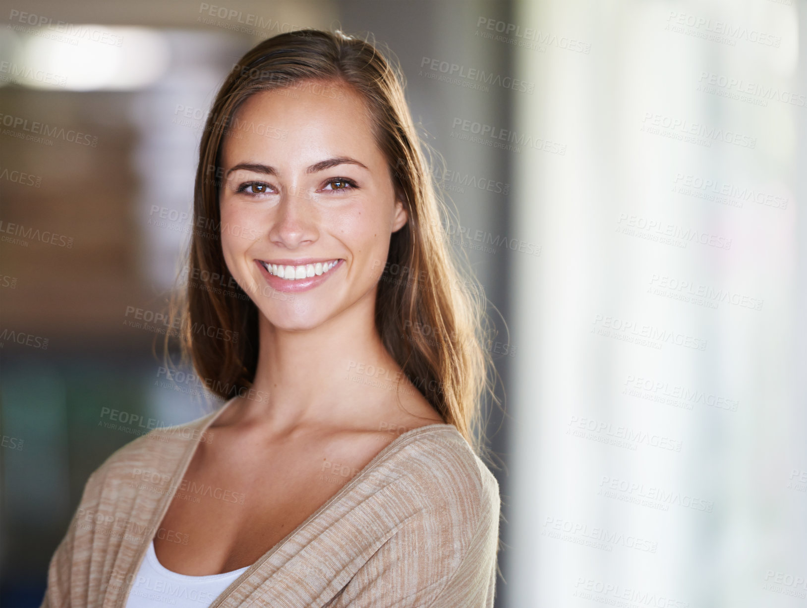 Buy stock photo Shot of an attractive young woman relaxing at home