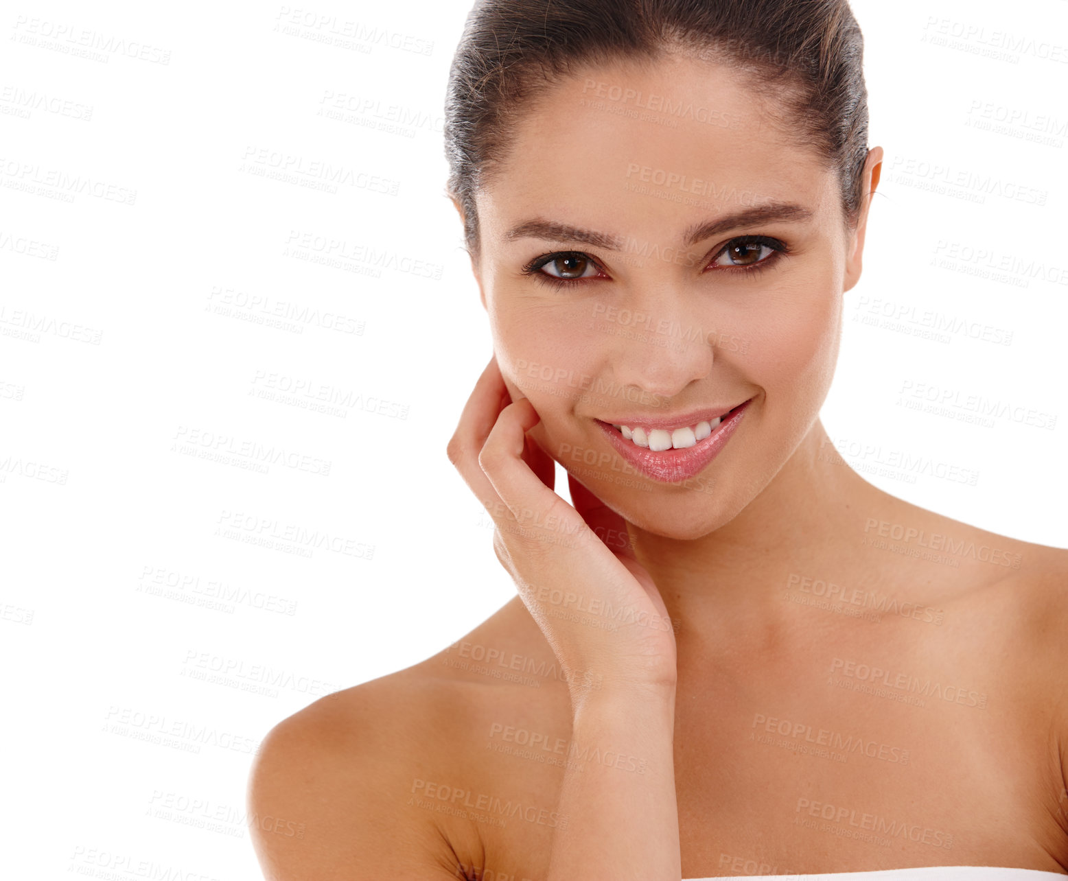 Buy stock photo Portrait of a beautiful young woman standing in a studio