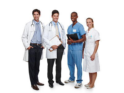 Buy stock photo Studio shot of a diverse group of medical staff