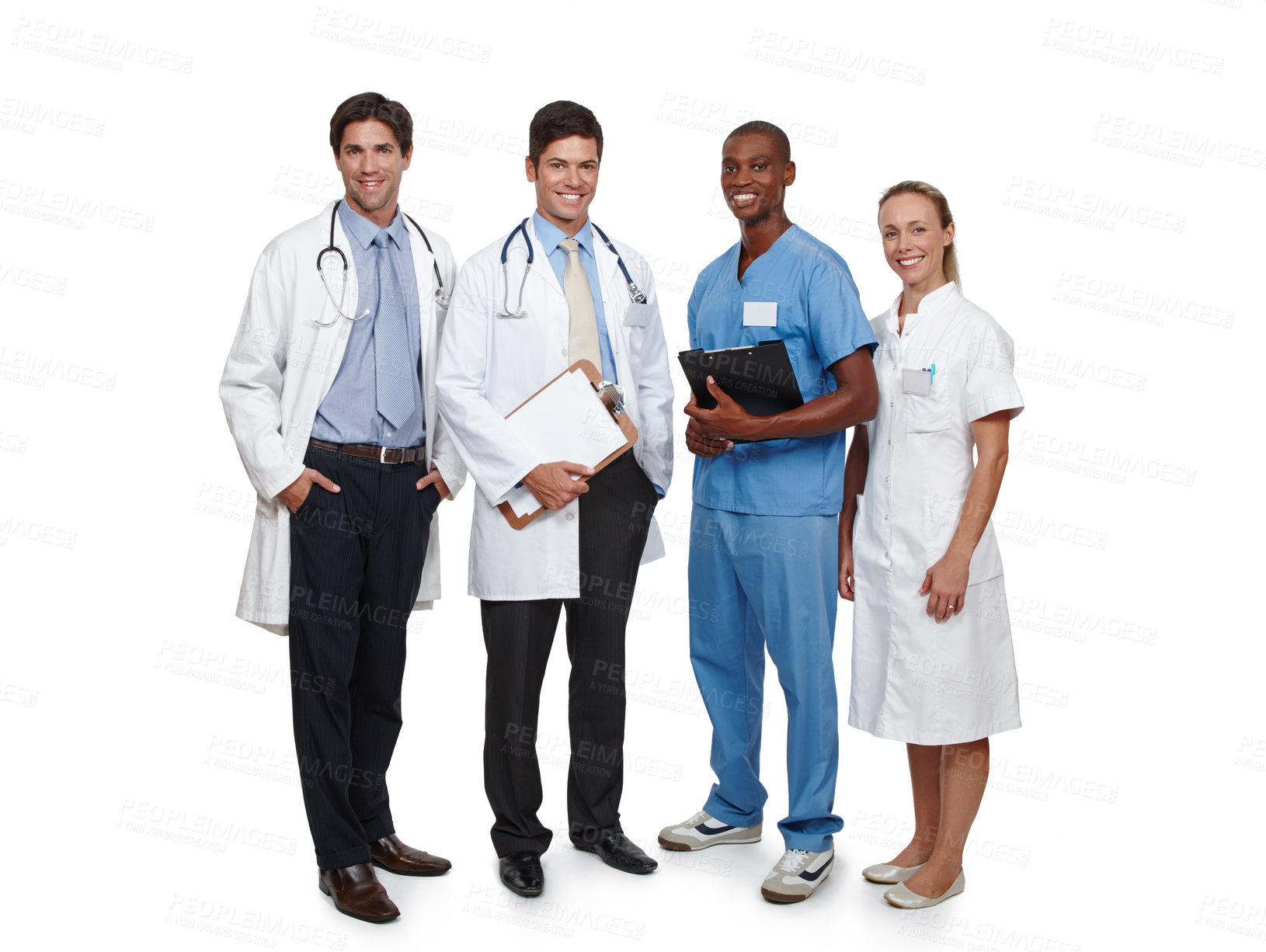 Buy stock photo Studio shot of a diverse group of medical staff