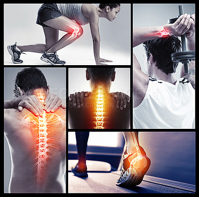 Buy stock photo Composite image of sports injuries