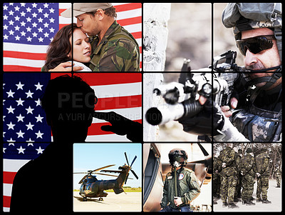 Buy stock photo Composite image of a soldier's life
