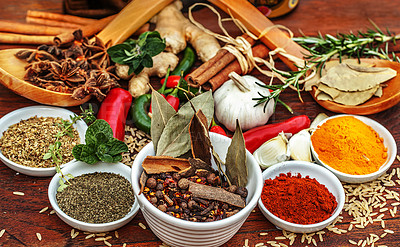 Buy stock photo Cropped shot of an assortment of colorful spices 