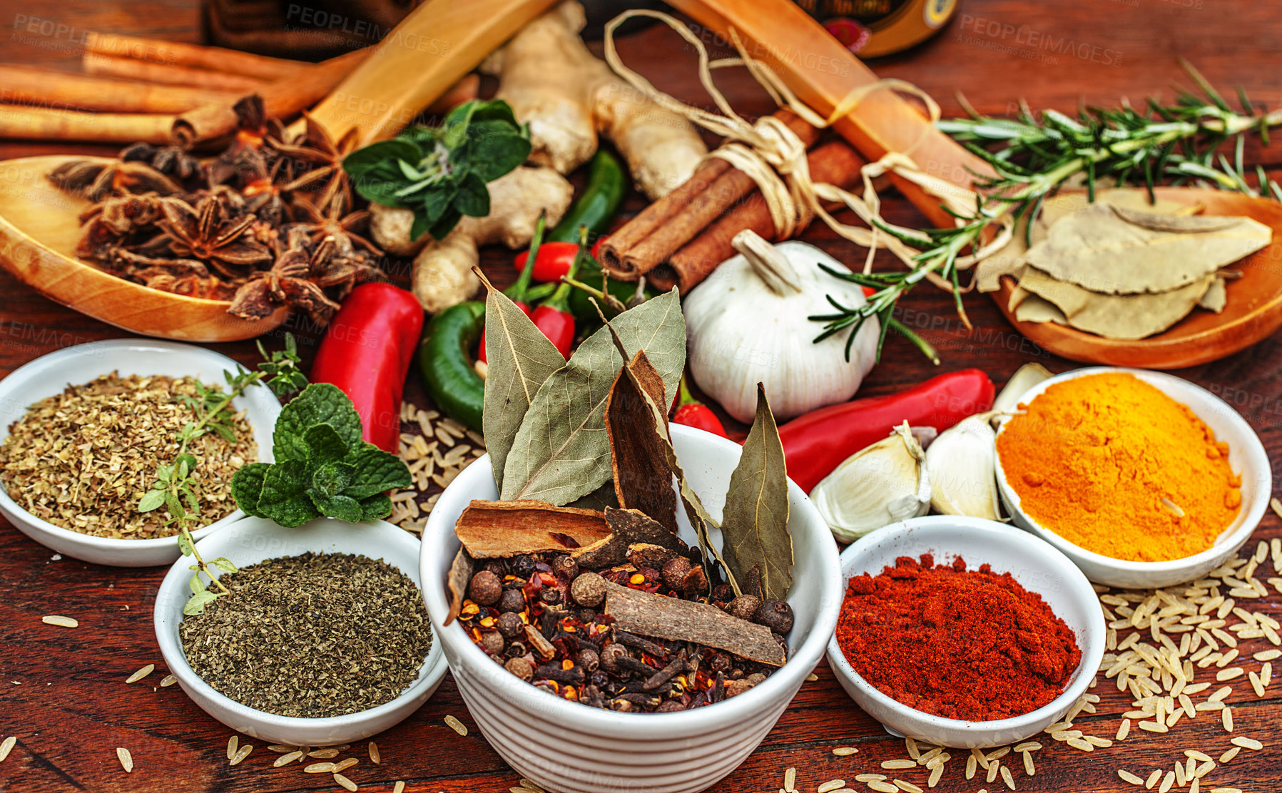 Buy stock photo Cropped shot of an assortment of colorful spices 