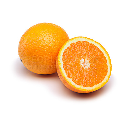 Buy stock photo Citrus, orange and Vitamin C with nobody in studio for fiber, cardiovascular and health or wellness. Nutrition, healthy and organic as fruit, antioxidant and juice for food, eating and diet as snack