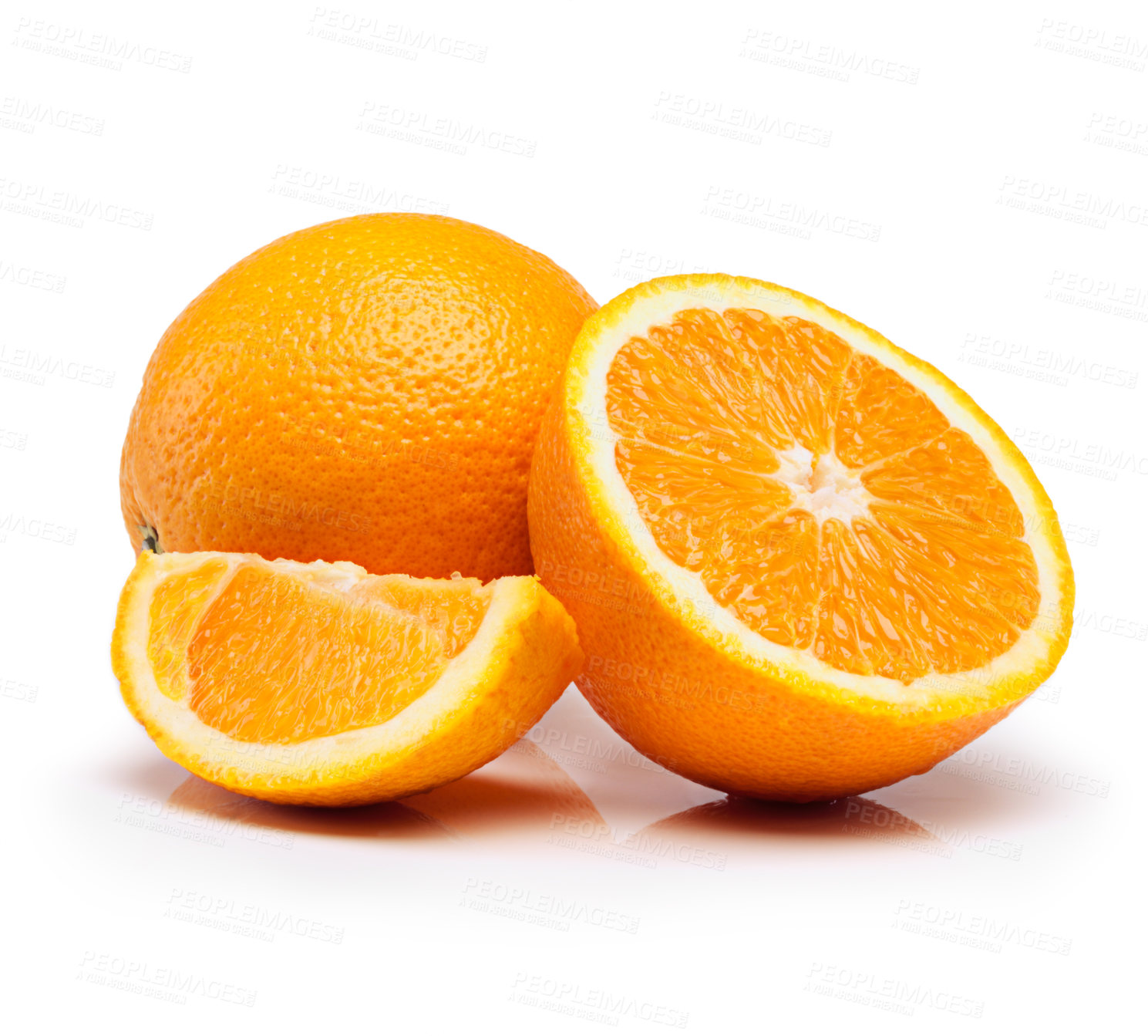 Buy stock photo Vitamin C, citrus and orange with nobody in white background for fiber, heart health and wellness. Nutrition, healthy and food as fruit, antioxidant and juice for organic, eating and diet as snack