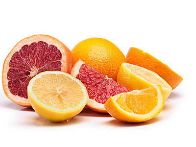 Buy stock photo Studio shot of a selection of citrus fruits against a white background