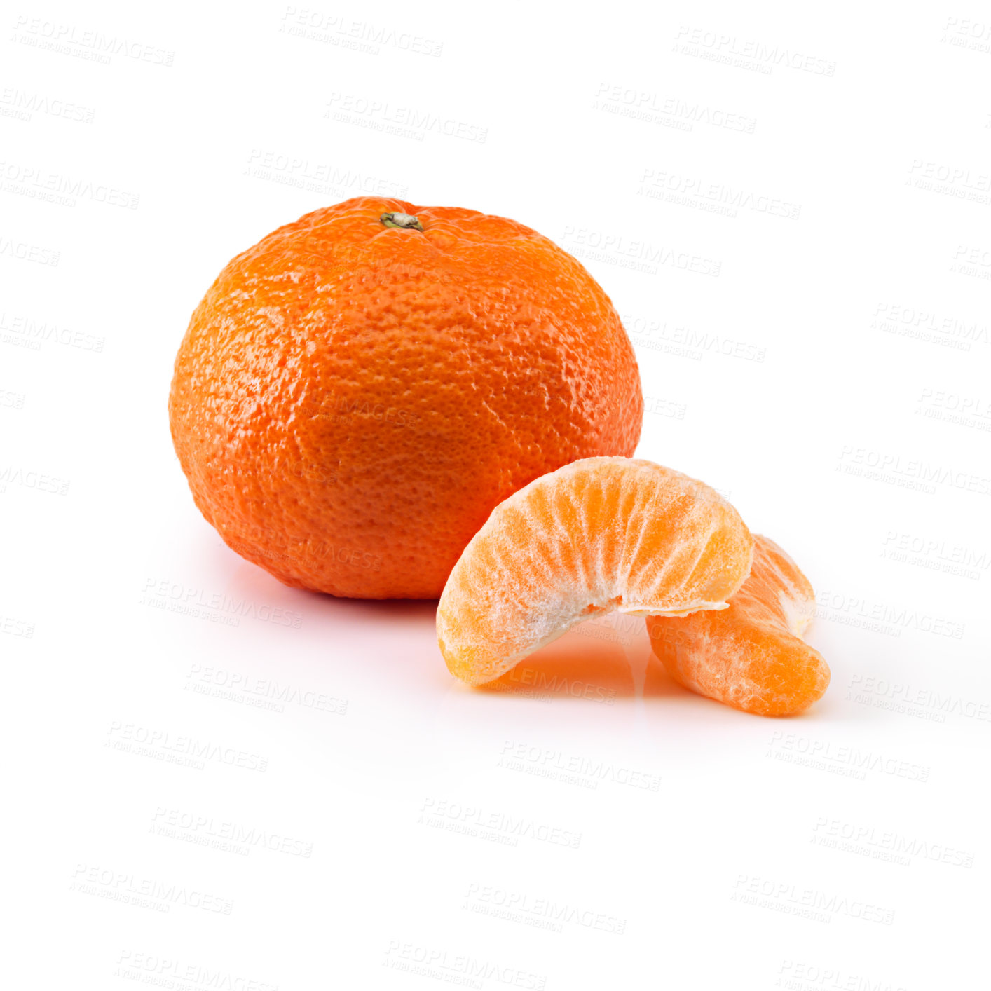 Buy stock photo Tangerine, fruit and organic in studio for vitamin c, diet and healthy nutrition on isolated white background. Food, closeup and fresh produce for natural wellness, health and eating on mockup