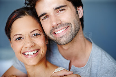 Buy stock photo Portrait of an attractive smiling couple
