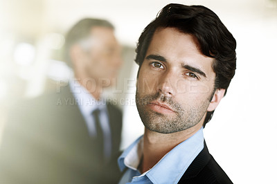Buy stock photo Office, serious and business man in portrait with career goals, pride and attorney of law firm. Professional, advisor or immigration lawyer for legal advice, justice and experience in Canada