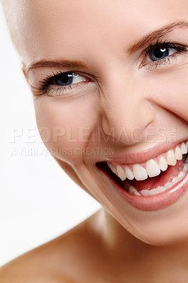 Buy stock photo Beauty shot of a young blonde woman laughing