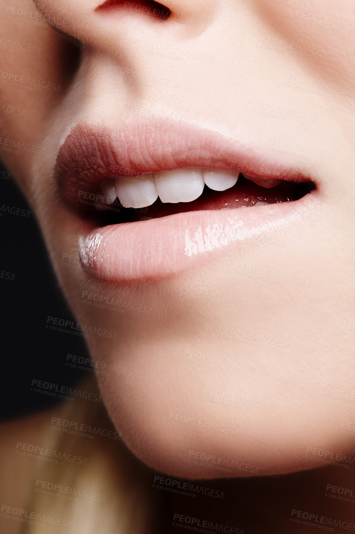 Buy stock photo Close up of a woman's lips