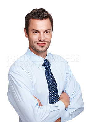 Buy stock photo An experienced businessman crossing his arms while isoalted on a white background
