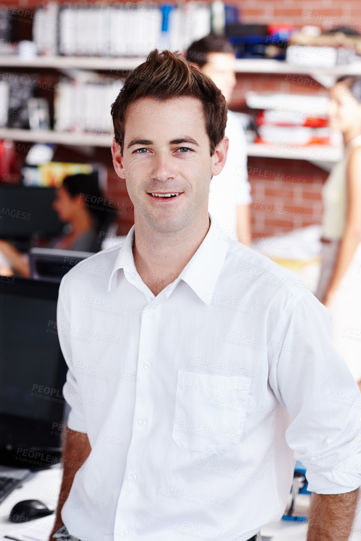 Buy stock photo Accounting, investment and portrait of business man in office for audit, finance or wealth management. Bookkeeping, face and money with happy accountant in workplace for payroll or tax reporting