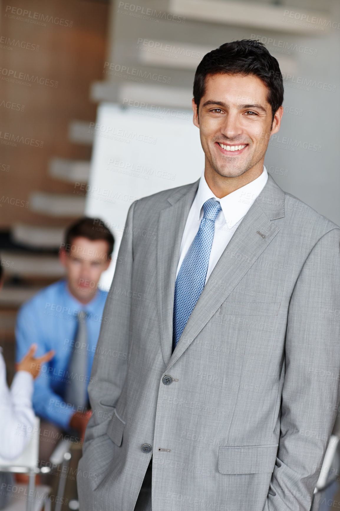 Buy stock photo Confident, business and man with portrait in office for work in performance monitoring and compliance. Investor relations manager, happy and proud for financial reporting and partnership management.