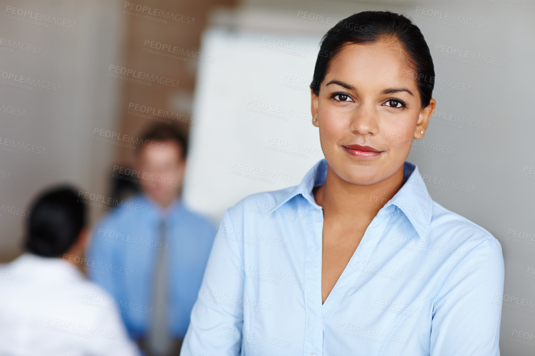 Buy stock photo Smile, business and woman with portrait in office for work in performance monitoring and compliance. Investor relations manager, confident and proud for financial reporting and partnership management
