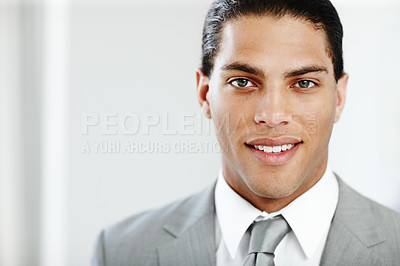 Buy stock photo Cropped portrait of an african american businessman