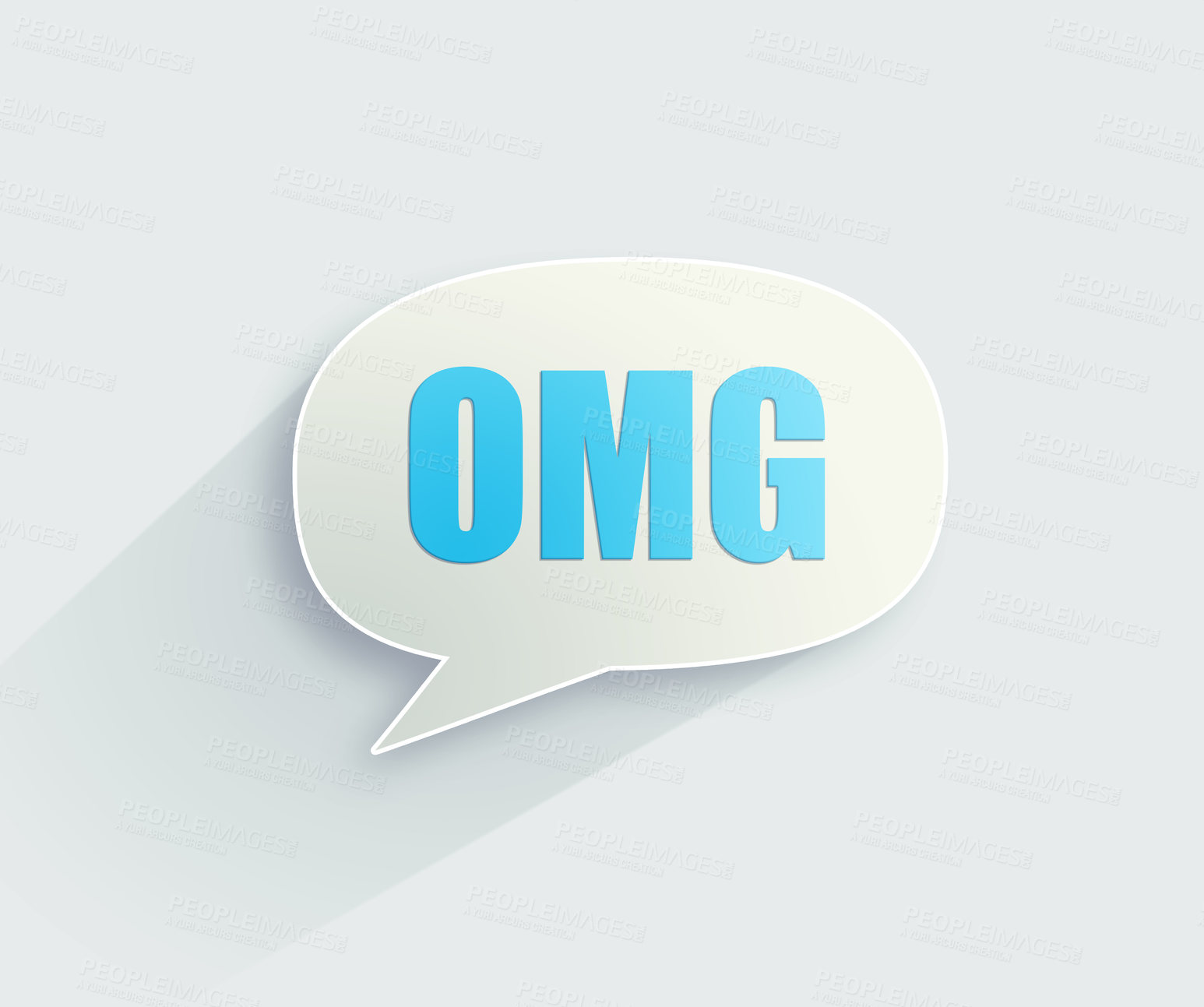 Buy stock photo Vector, omg speech bubble or social media app online network review or digital communication on website. White background mockup, wow or graphic chat with surprised or shocked text message opinion 