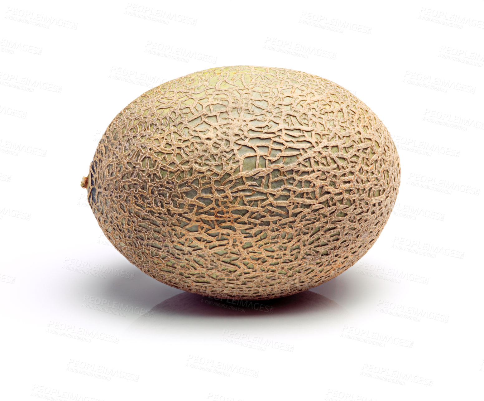 Buy stock photo Cantaloupe, honeydew melon and closeup for fruit, vitamin c and fibre for detox, healthy cleanse and nutrition for diet. Natural produce, round and organic with peel for desserts on white background