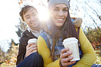 Enjoying coffee in the park