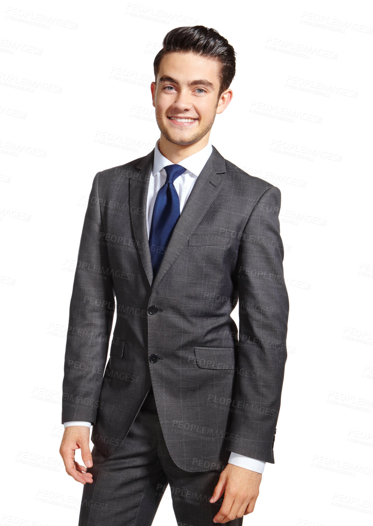 Buy stock photo Confident, smile and portrait of businessman in studio for corporate, company and financial career. Accounting, professional and male person with pride for finance, service or job on white background