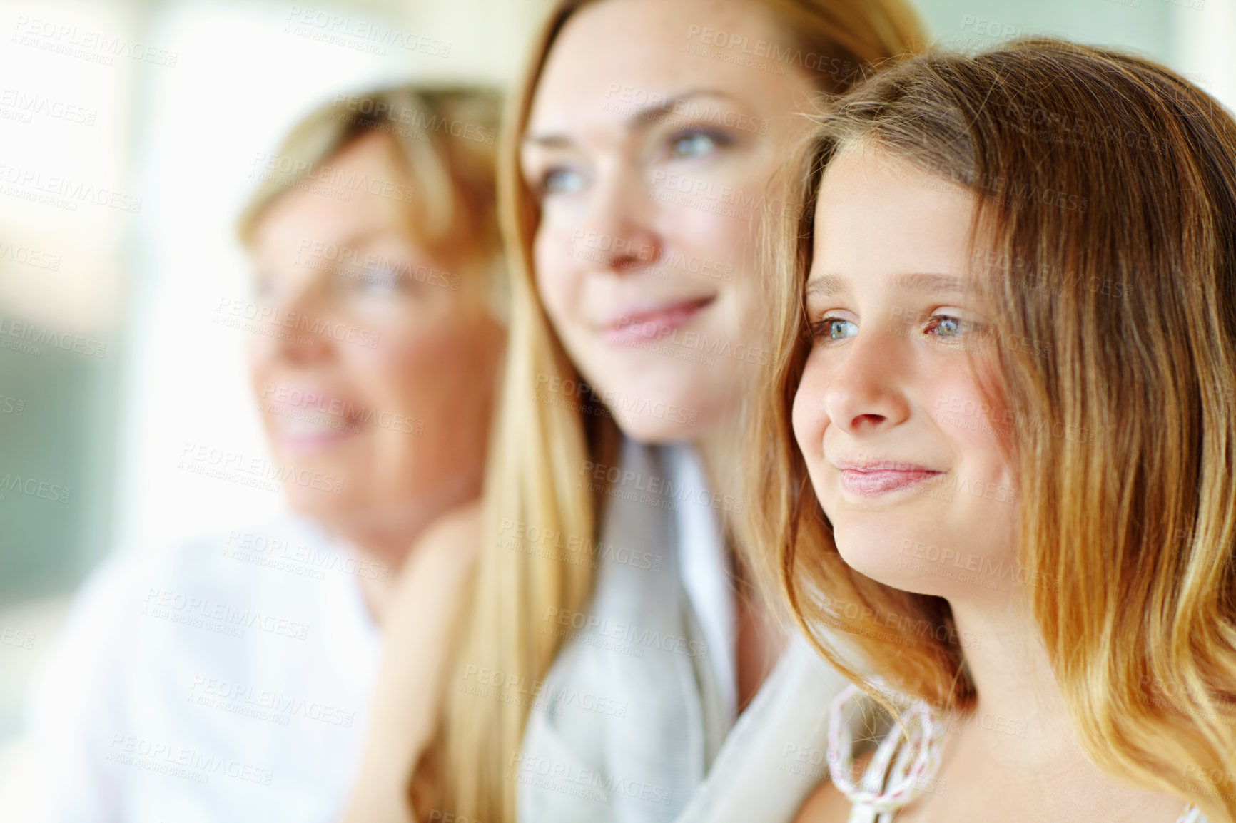 Buy stock photo Child, happiness and grandmother with family home, trust and relax on holiday or vacation for break. Senior woman, mother and kid in bonding together for love, support and care as generation in house