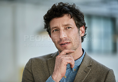 Buy stock photo Portrait of businessman standing in an office