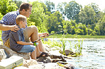 Relaxing beside the lake with my son